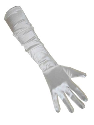 Handsch.wit satijn 48cm.