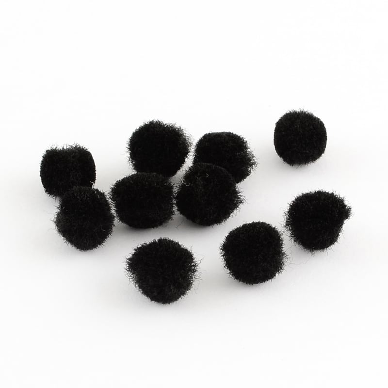 ca. 40 Pompons 15mm Zwart
