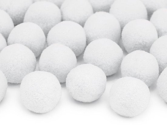 ca.25 Pompons 25mm Wit