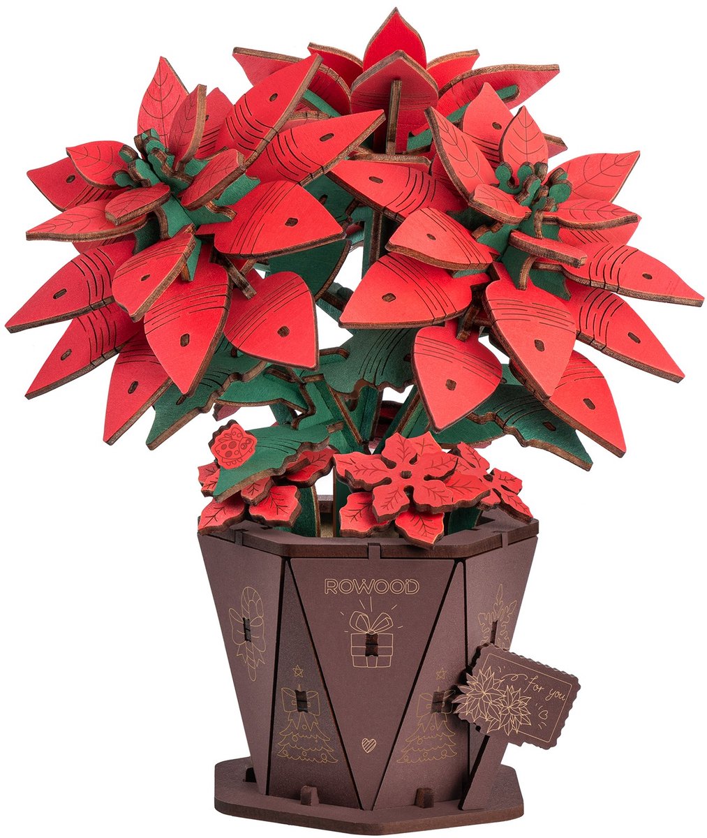 Poinsettia 3D Houten Puzzel